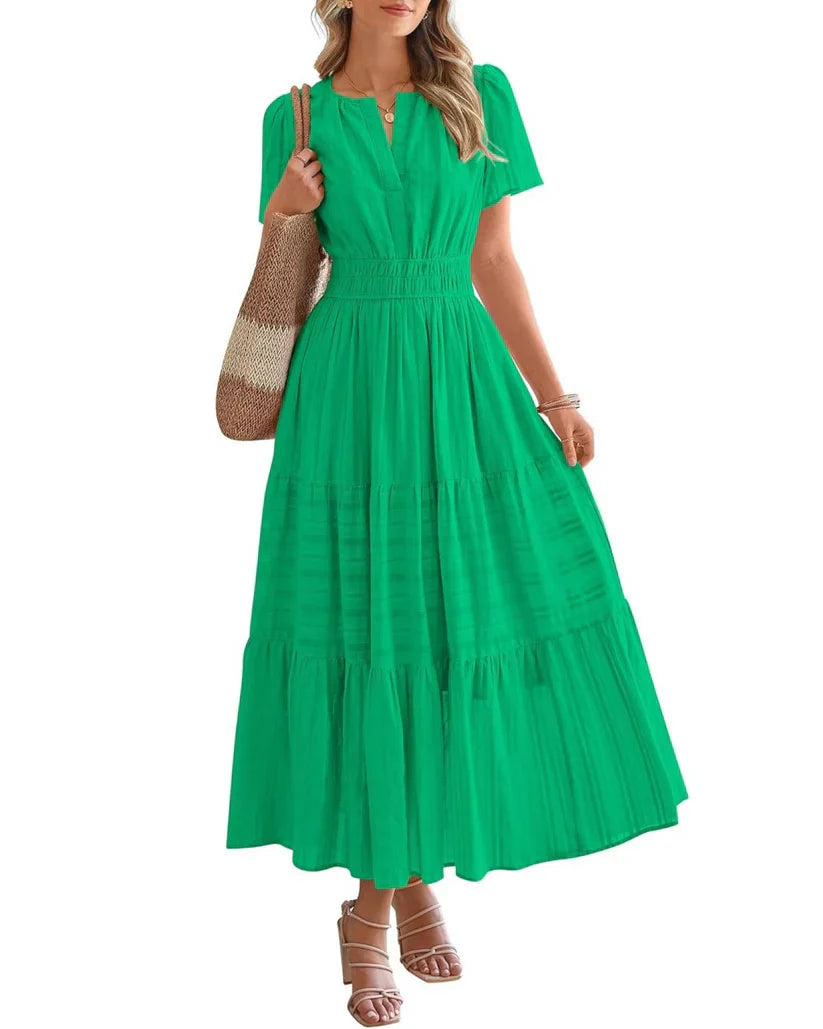 Smocked Waist Tiered Maxi Dress