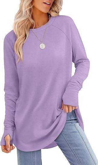 Filippa™ | Curved-Hem Raglan Long-Sleeve Top