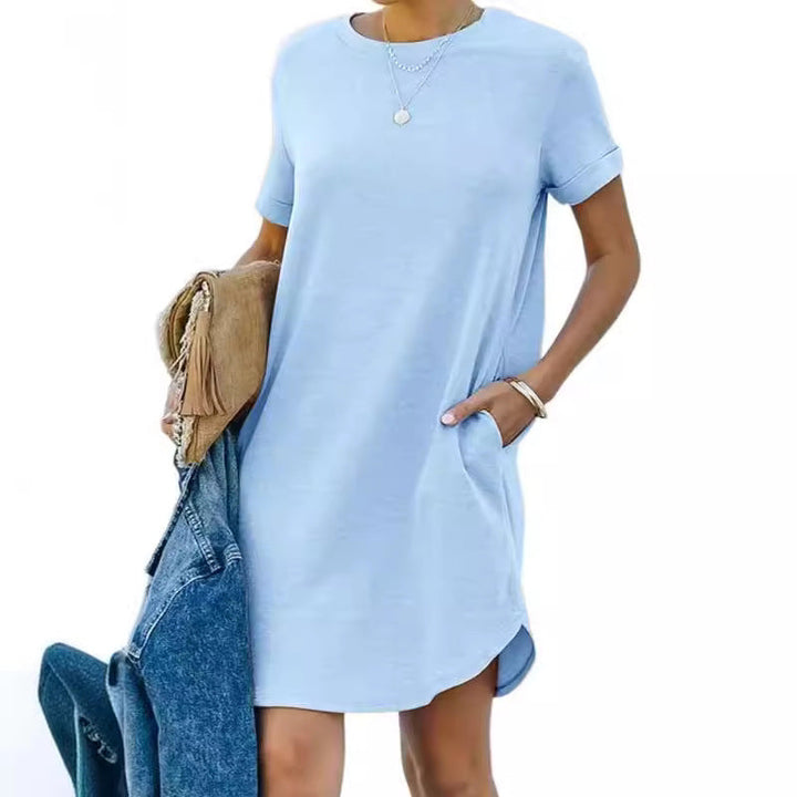 Pocket Casual Loose T-Shirt Mini Dress