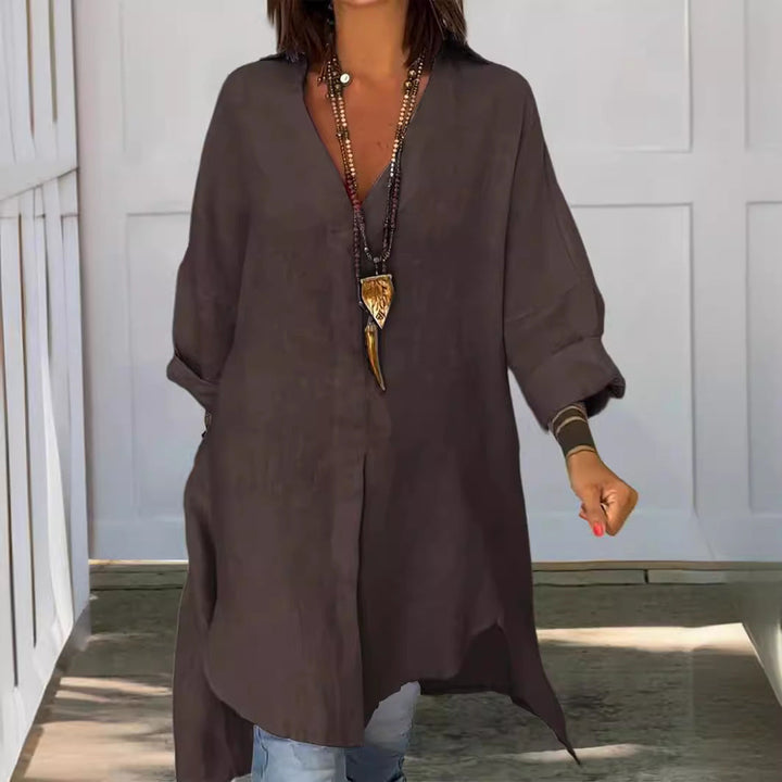 Oversized Boho Linen Longline Shirt