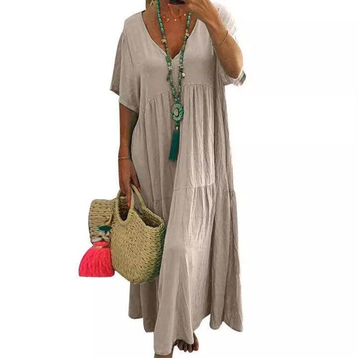 Tiered Boho V-Neck Loose Maxi Dress