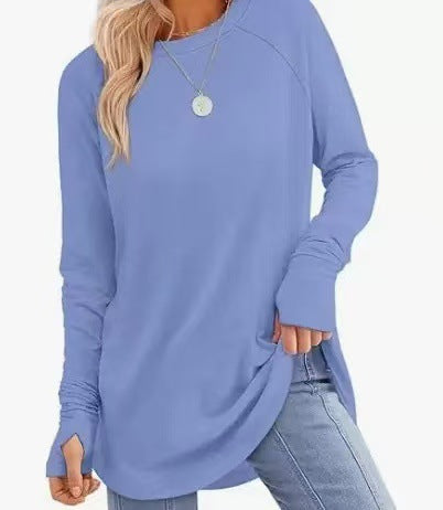 Filippa™ | Curved-Hem Raglan Long-Sleeve Top