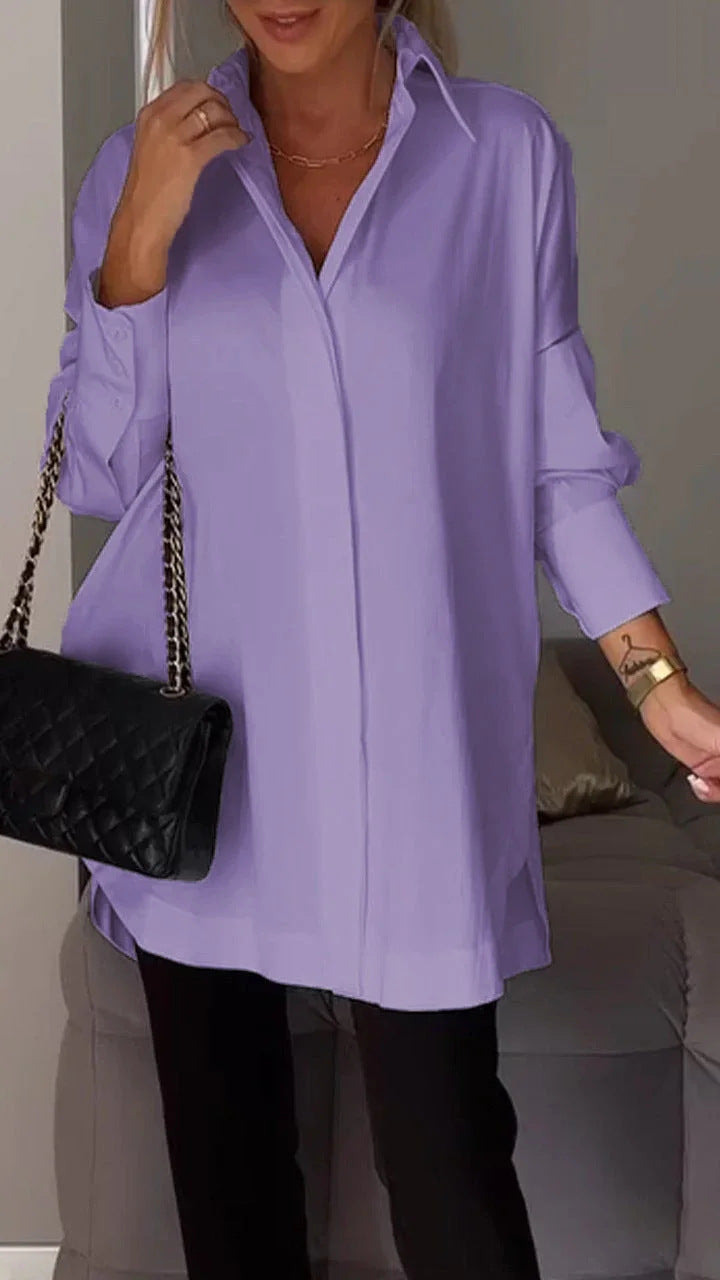 Oversized Elegant Long-Sleeve Button-Down Shirt