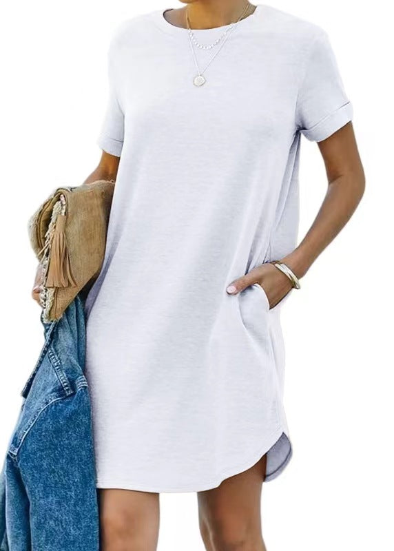 Pocket Casual Loose T-Shirt Mini Dress