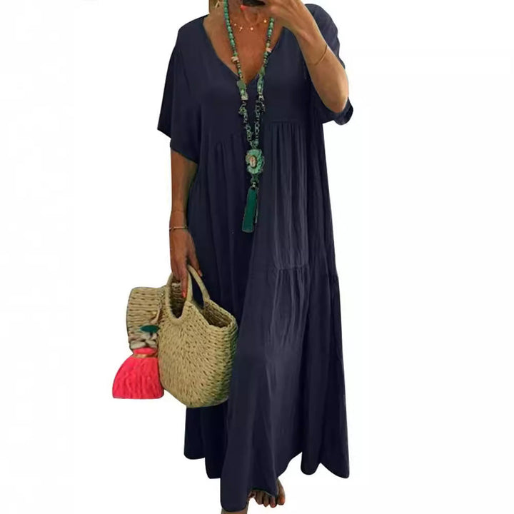 Tiered Boho V-Neck Loose Maxi Dress