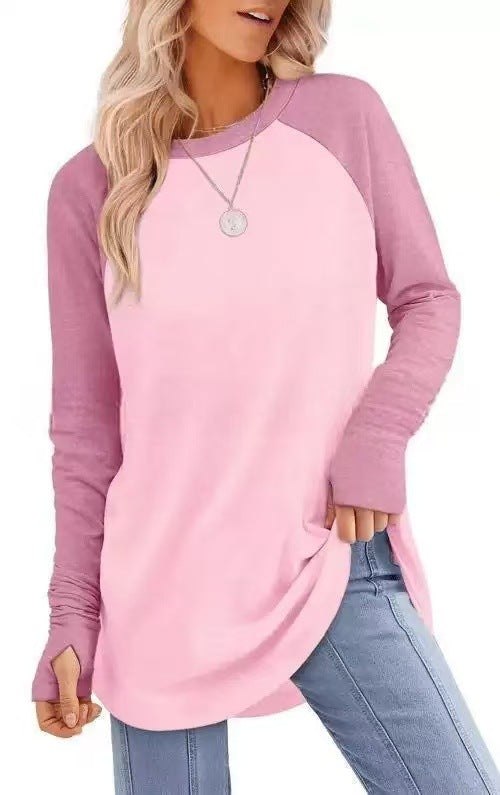 Filippa™ | Curved-Hem Raglan Long-Sleeve Top