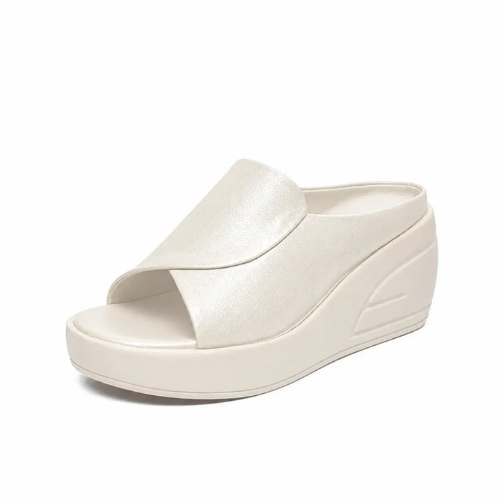 Platform Leather Slide Mules