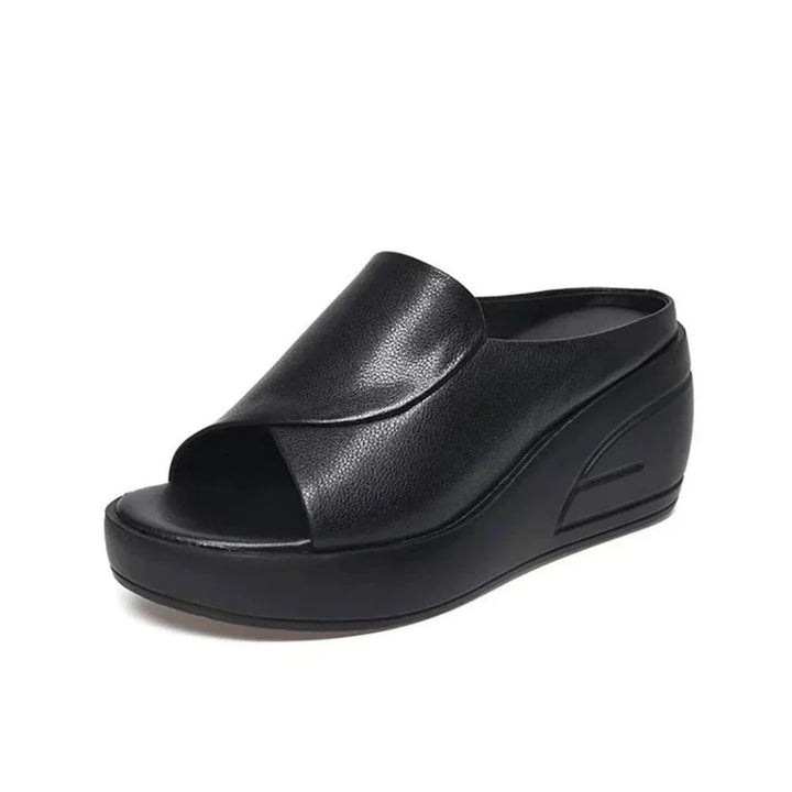 Platform Leather Slide Mules