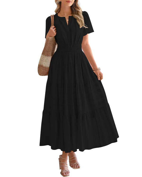 Smocked Waist Tiered Maxi Dress