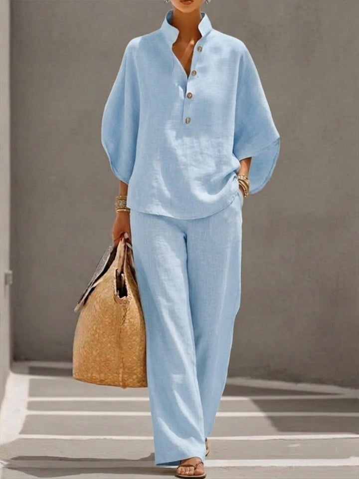 Relaxed Fit Linen Two-Piece Set