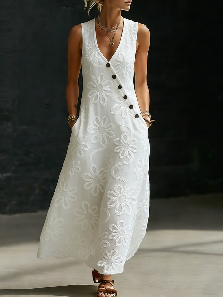 Floral Embroidered Boho Maxi Dress