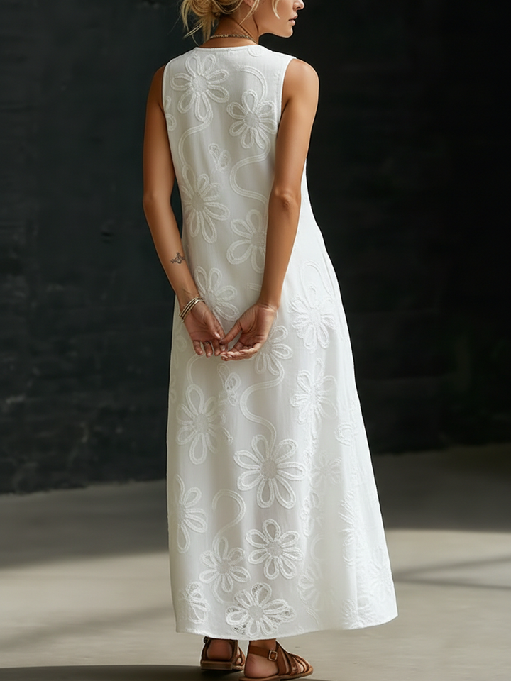 Floral Embroidered Boho Maxi Dress